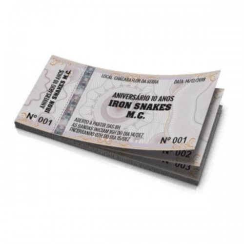 Ingresso Personalizdo 10x5 cm P&B 100un